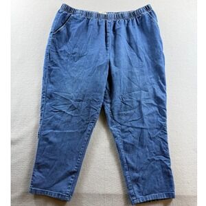 Turtle Bay Jeans Women 2XL Blue Elastic Waist Stretch Denim Short Capri 37x25